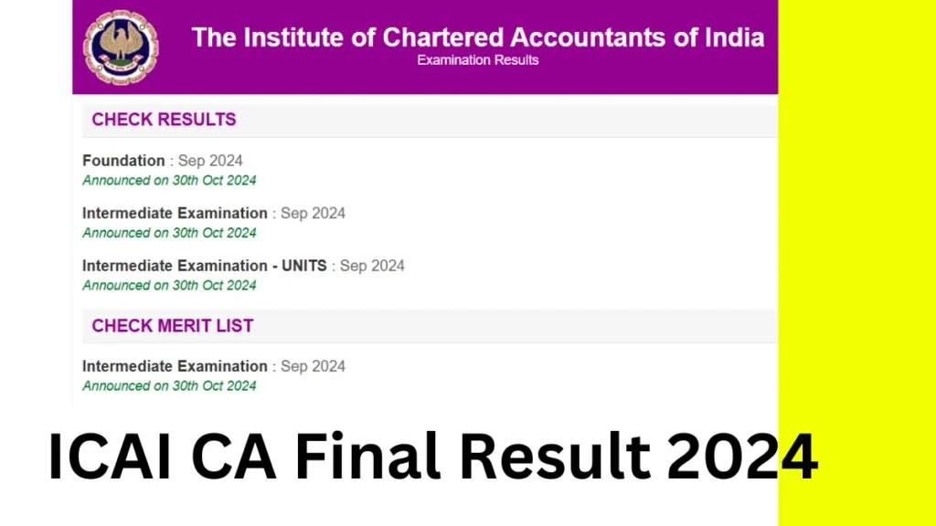 ICAI CA Final Result 2024